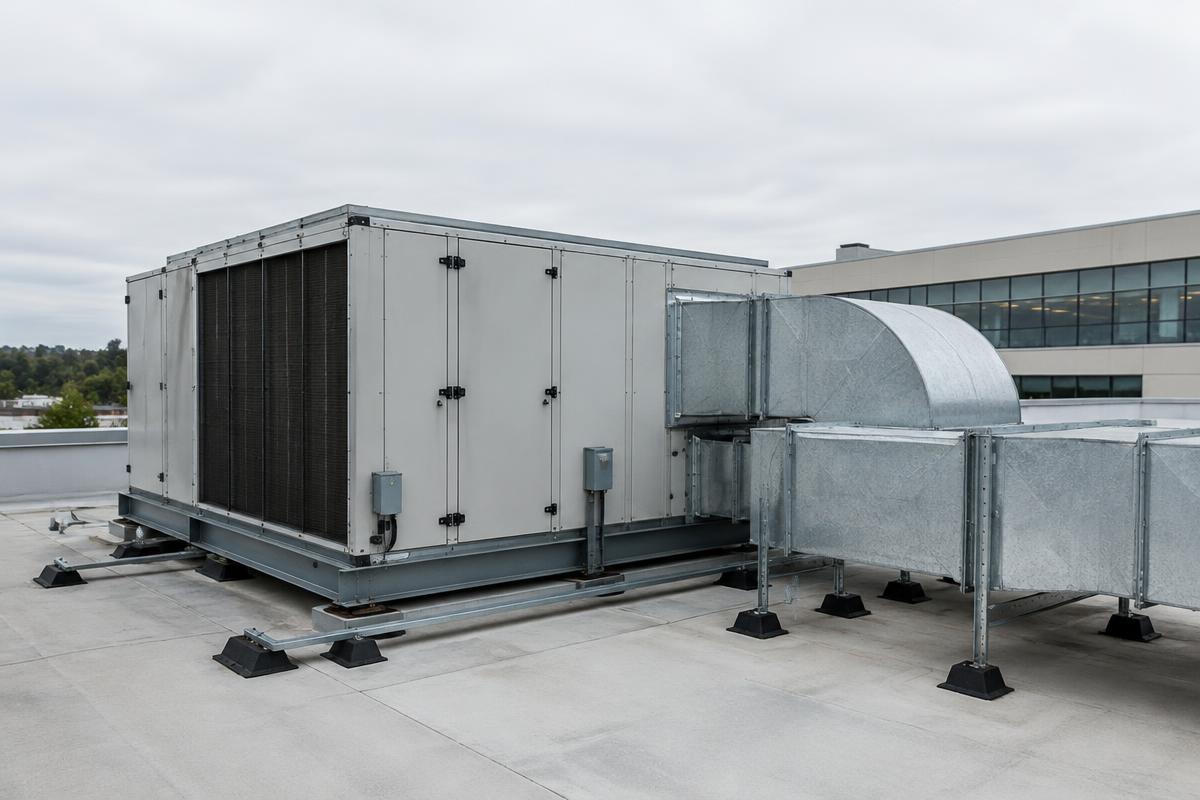 Instalacje wentylacyjne na dachu obiektu usługowego